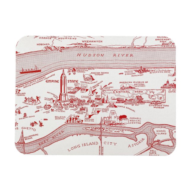 Magnet Flexible MAP : MANHATTAN, c1935 (Horizontal)