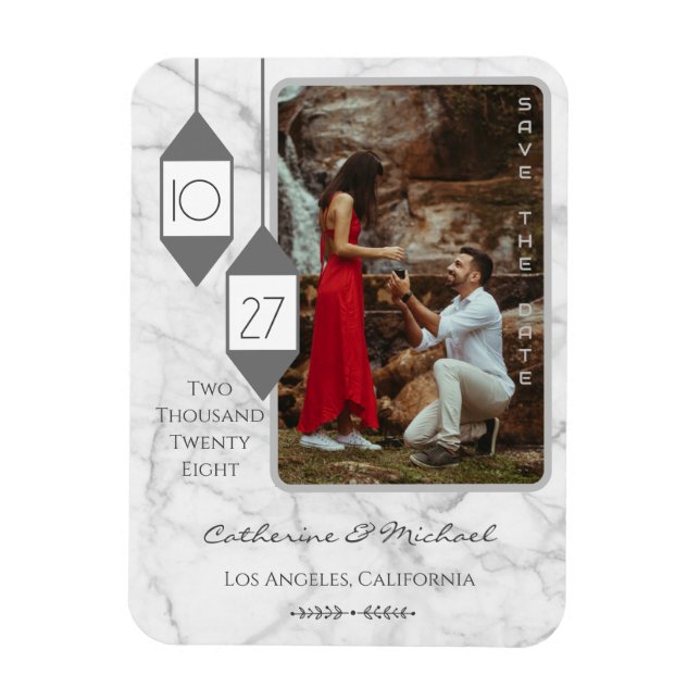 Magnet Flexible Marbre blanc de typographie en gras photo minimale (Vertical)