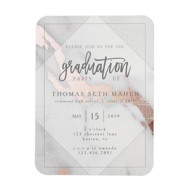 MAGNET FLEXIBLE MARBRE ET OR ROSE INVITATION POSTCAR (Vertical)