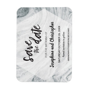 Magnet Flexible Marbre gris Mariage moderne Enregistrer la date