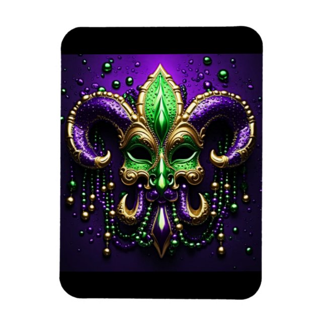 Magnet Flexible Mardi Gras Fleur De Lis Design (Vertical)