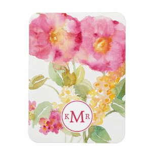 Magnet Flexible Marguerite blanche du monogramme   sur le bleu