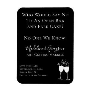 Magnet Flexible Mariage à Bar Ouvert et Gâteau Gratuit Drôle Enreg