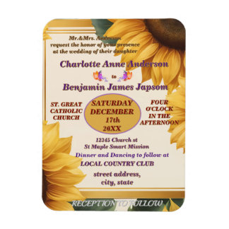 Magnet Flexible Mariage à fleurs de tournesols