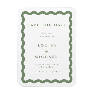 Magnet Flexible Mariage avec cadre Wavy vert et blanc Enregistrer