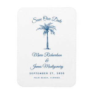 Magnet Flexible Mariage Blue Beach moderne Sauvez la date