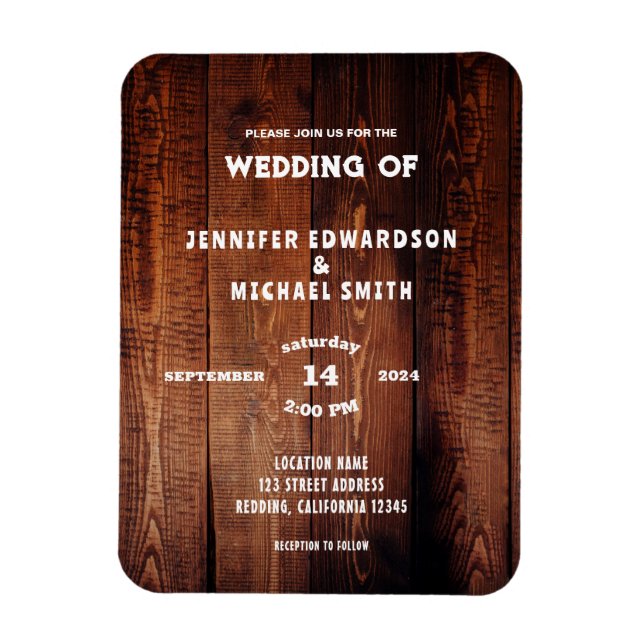 Magnet Flexible Mariage campagnard rural rustique en bois de grang (Vertical)