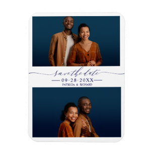 Magnet Flexible Mariage Chic Simple Enregistrer La Date 2 Photo Co