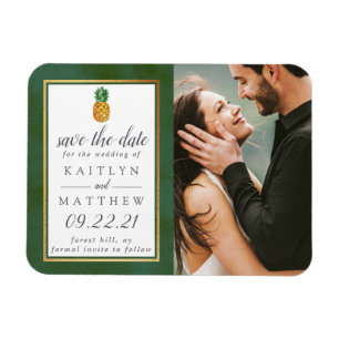 Magnet Flexible Mariage D'Ananas Tropical Enregistrer La Date
