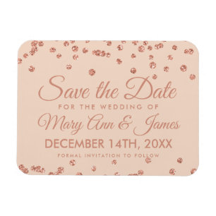 Magnet Flexible Mariage Date de sauvegarde Rose Gold Parties scint