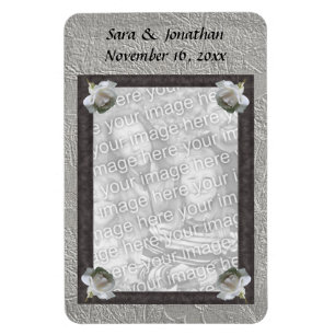 Magnet Flexible Mariage de cadre de roses blanches Photo personnal