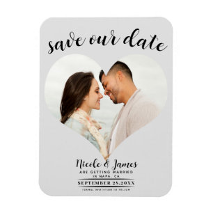 Magnet Flexible Mariage de coeur gris clair Enregistrer la date