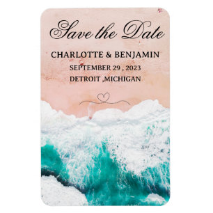 Magnet Flexible Mariage de Destination Tropicale à la Plage Enregi