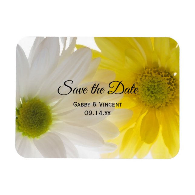 Magnet Flexible Mariage de marguerites jaunes et blanches Enregist (Horizontal)