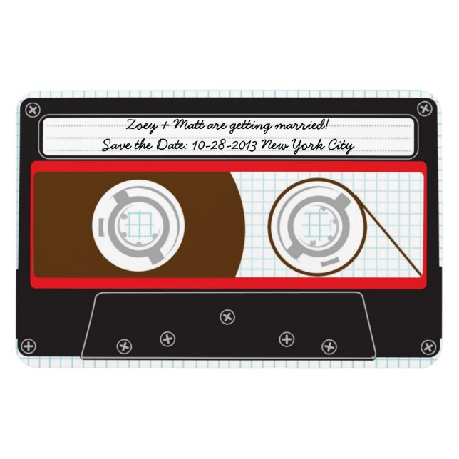 Magnet Flexible Mariage de mixage Indie rétro rouge, noir et blanc (Horizontal)