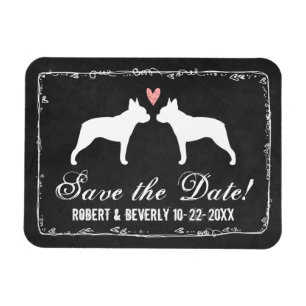 Magnet Flexible Mariage de Terrier de Boston Enregistrez la Date