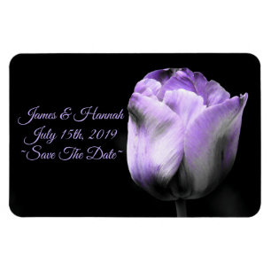 Magnet Flexible Mariage de tulipe pourpre-enregistrer la date*pers