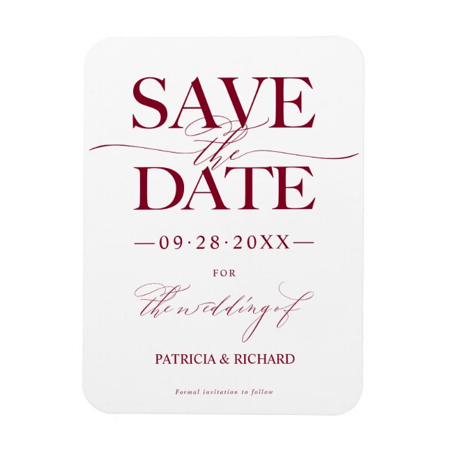 Magnet Flexible Mariage Design Moderne Enregistrer La Date Non Pho (Vertical)