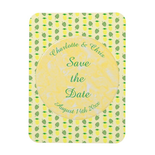 Magnet Flexible Mariage d'été tropical Ananas et Palm Feuille (Vertical)