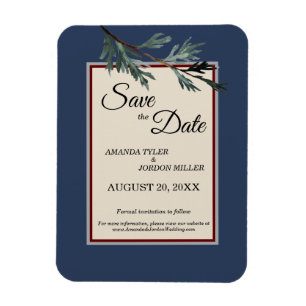Magnet Flexible Mariage d'hiver bleu pin Enregistrer la date Magne