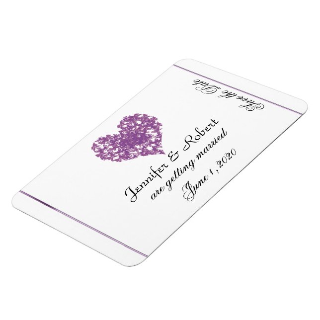Magnet Flexible Mariage du coeur de papillon violet Enregistrer la (Côté Gauche)