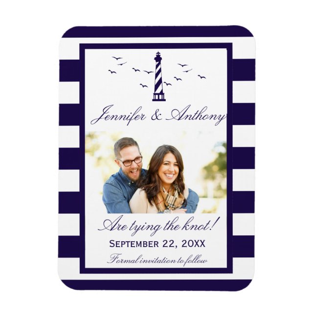 Magnet Flexible Mariage du phare nautique Photo Enregistrer la dat (Vertical)
