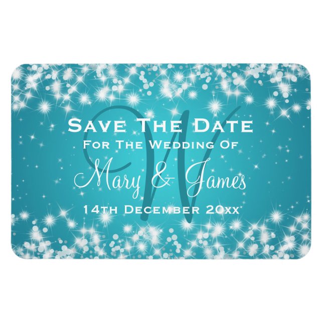 Magnet Flexible Mariage Élégant Enregistrer La Date Hiver Étincell (Horizontal)