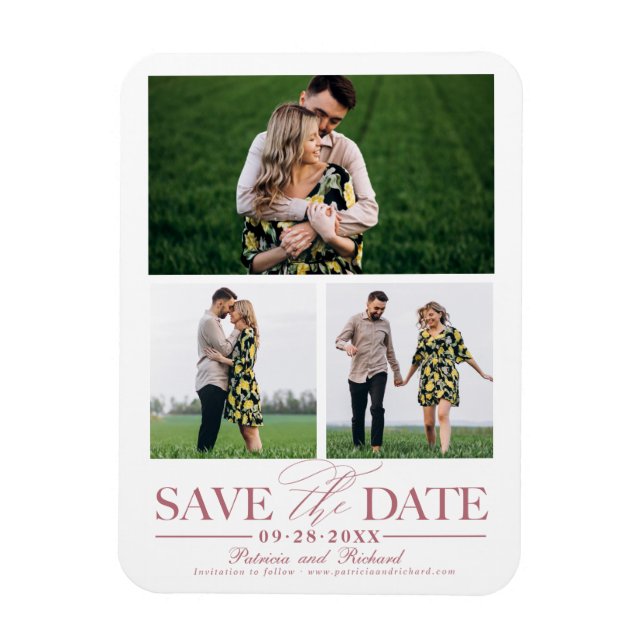 Magnet Flexible Mariage élégant Enregistrer La Date Plusieurs Phot (Vertical)
