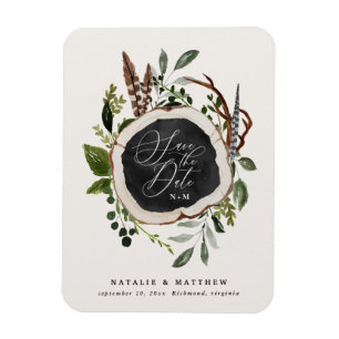 Magnet Flexible Mariage en tranches de bois rustique enregistrer l