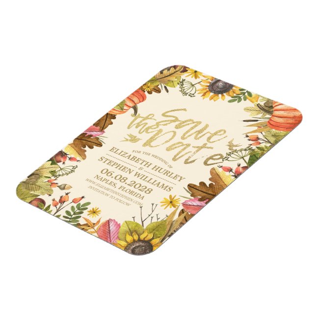 Magnet Flexible Mariage Enregistrer La Date Automne Automne Feuill (Côté Gauche)