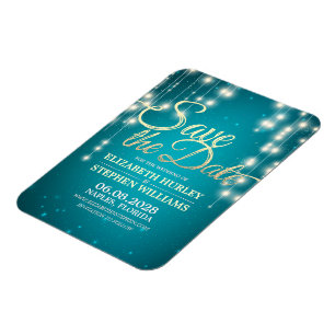 Magnet Flexible Mariage Enregistrer La Date Chaîne Lumières Turquo