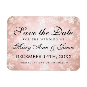 Magnet Flexible Mariage Enregistrer La Date Cuivre Hiver Merveille