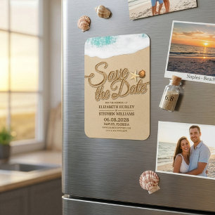 Magnet Flexible Mariage Enregistrer La Date Été Plage Sablonneuse