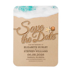 Magnet Flexible Mariage Enregistrer La Date Été Sandy Beach Starfi