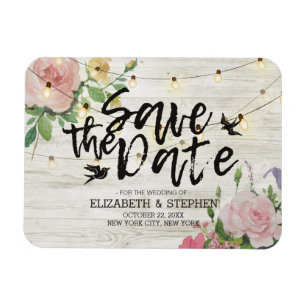 Magnet Flexible Mariage Enregistrer La Date Fleurs De Bois Fleurs 