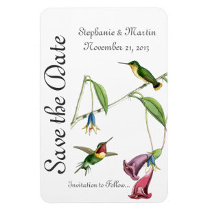 Magnet Flexible Mariage Enregistrer la date Hummingbirds Oiseaux F