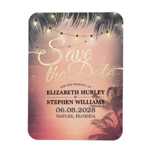 Magnet Flexible Mariage Enregistrer La Date Summer Beach Palm Tree