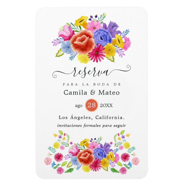 Magnet Flexible Mariage Fiesta Floral Espagnol Enregistrer la date (Vertical)