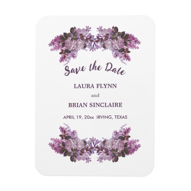 Magnet Flexible Mariage Floral Bouquet Enregistrer La Date (Vertical)
