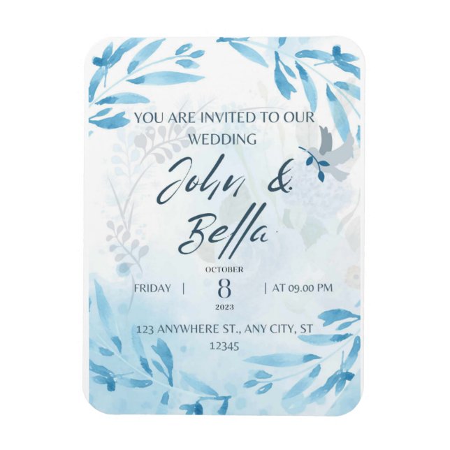 Magnet Flexible Mariage floral enregistrer l'invitation de date (Vertical)