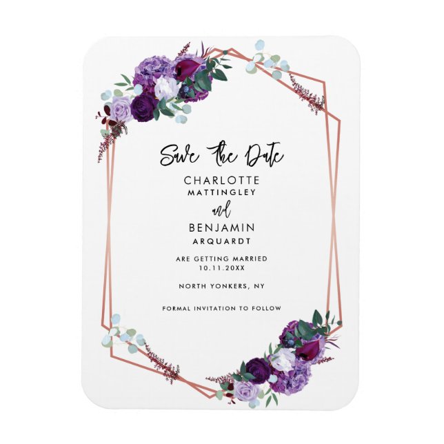 Magnet Flexible Mariage géométrique floral violet Enregistrer la d (Vertical)