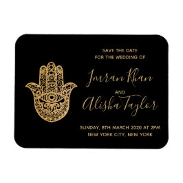 Magnet Flexible Mariage indien Date à sauvegarder Hamsa or Henné