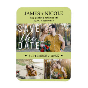 Magnet Flexible Mariage Moderne Citron Vert Enregistrer la Date 3
