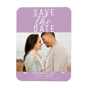 Magnet Flexible Mariage Moderne de Teinte Violet Lilas avec Photo 