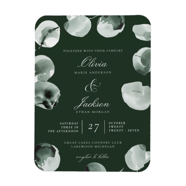 Magnet Flexible Mariage Moderne Écrit Vert Eucalyptus Atténué (Vertical)