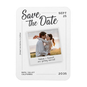Magnet Flexible Mariage Moderne Écriture Enregistrer la Date Photo