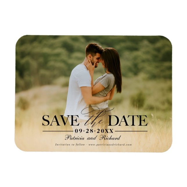 Magnet Flexible Mariage Moderne Élégant Enregistrer La Date Photo (Horizontal)
