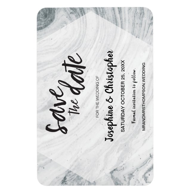 Magnet Flexible Mariage moderne en marbre Enregistrer la date (Vertical)