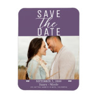 Mariage Moderne Save the Date Photo Violet Prune