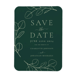 Magnet Flexible Mariage Moderne Simple avec Feuillage Vert